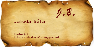 Jahoda Béla névjegykártya